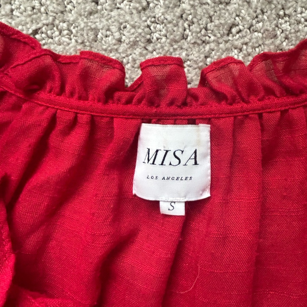 MISA Los Angeles Red Midi dress with tassels/pom poms - Picture 3 of 3